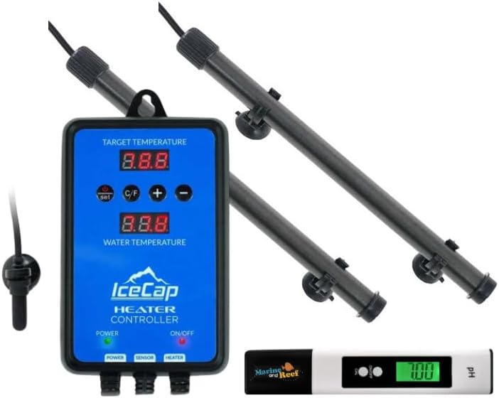 IceCap Titanium 2X200 Watt Aquarium Heater Elements, Controller & pH Tester Bundle (4 Items)