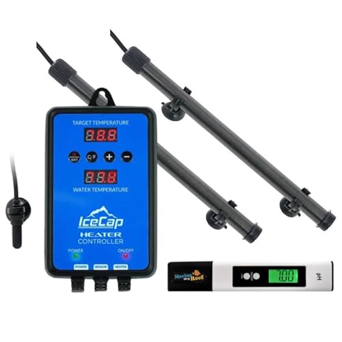 IceCap Titanium 2X400 Watt Aquarium Heater Elements, Controller & pH Tester Bundle (4 Items)