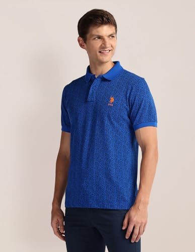 Image of U.S. Polo ASSN. Printed Slim Fit Polo T Shirts for Men - 100% Cotton, Half Sleeves Mens Tshirt