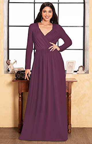 Image of KOH KOH Womens Long Sleeve Empire Cocktail Elegant Evening Versatile Maxi Dress