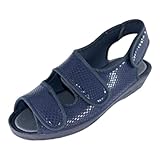 Zapatillas de Velcro - Ancho Especial-Calzado para Pies Delicados-Suela Antideslizante - Material Transpirable y Elastico (TRIPLE VELCRO, Sistema tallas calzado EU, Adulto, Números, mediano, 37)