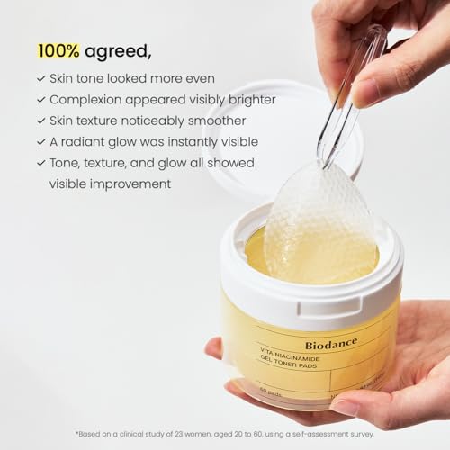 Biodance Vita Niacinamide Gel Toner Pads, Dischetti Tonico Illuminanti con Vitamina C, Correttore Macchie e Uniformante, Skincare Coreana K-Beauty | 60 Pezzi