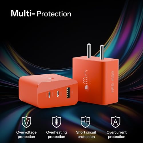 Image of AILKIN 65W Gan Trio Charger Adapter,3 Port USB Type C to A Fast Wall Charging Compatible with Nothing CMF Phone 1 /Nothing Phone 2 /2a /2a Plus /3a /3a Plus /Tablet /Samsung Galaxy S24 /S25 Series & More