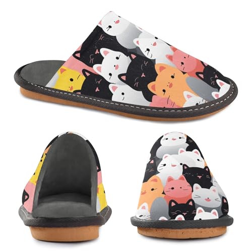 Multi Cat Fuzzy Slippers Soft Home Bedroom Slippers for Women Men House Shoes4