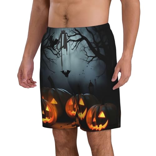 Halloween with Pumpkins Men's Swim Trunks Quick Dry Board Shorts with Pockets Casual Drawstring Beach Shorts2