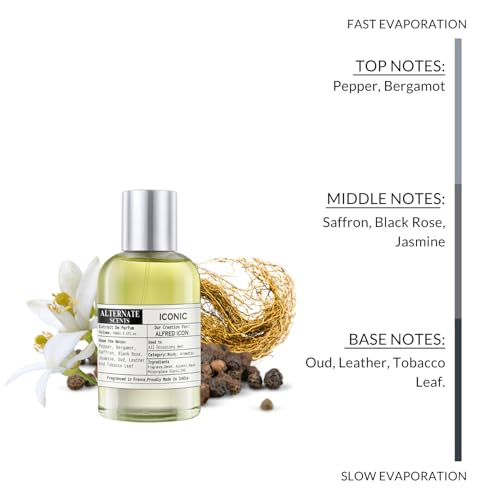 Image of Alternate Scents ICONIC Long Lasting 100ml Perfume For Men |Strong& long Lasting with 30% Oil Concentration|Sophisticated, Fresh & Woody| Fragrance From France | Made In India|