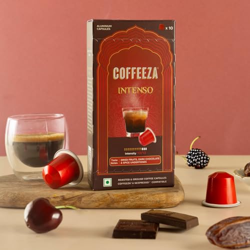 COFFEEZA Intenso Aluminium Coffee Capsules, Intensity - 10, Nespresso Compatible Coffee Pods, Box Of 3 (30 Capsules), Brew Cold/Hot