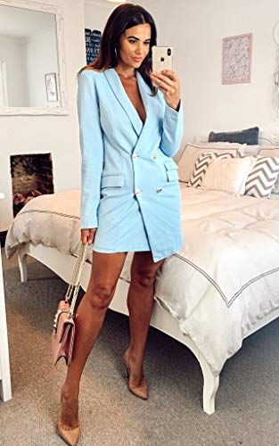 Image of UNIQUE 21 Women Luxe Stain Breasted Asymmetric Blazer Dress - Ladies Elegant Casual Work Office Events Blazer Dresses