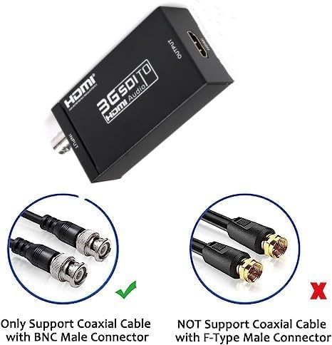 SDI to HDMI Converter 3G/HD-SDI to HDMI Audio Video Adapter Full HD 1080P for Camera CCTV Showing on HDMI Display