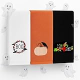 Mindsoft 3 Pcs Halloween Hand Towels for Bathroom Decorative Embroidered Boo Pumpkin Bat Bath Towel Halloween Cotton Towel Decor for Bathroom Drying Cleaning Cooking Gift 29 x 14 Inch