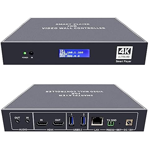 ISEEVY 4K Smart Player Digital Signage Player Support 4K60 Video Pictures Web Pages Multiple Content Display manually or auto, Network and Local Management, Work with Video Wall Controller Cover