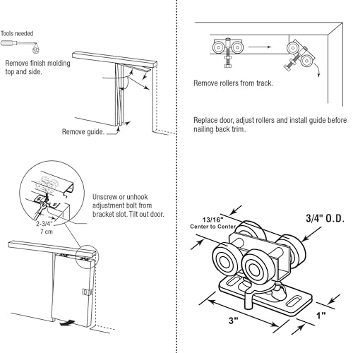 Image of 3 /4 inch RV Pocket Door Ball Bearing Hangers Fit Johnson Part #1025, #JR20565 & #H530, Works with 111 /118F Series Track, Upgraded Quad Rollers, 13 /16 inch C.T.C, Min. 1 inch Thick Doors, 2 Pack