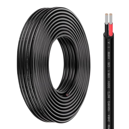 iGreely 2x0.75mm KFZ Kabel 10m rund 12V 2 Adriges Kabel Flexibel Verzinnter Kupferkabel für Lkw/Anhänger