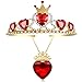 JINSAWW Evie Queen of Hearts Necklace Crown Descendants Costume Fan Jewelry Evie Red Heart Gold Crown for Girls Teens Halloween Parties (GDCROWN03)