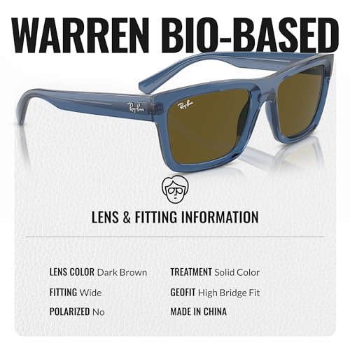 Image of Ray-Ban RB4396 WARREN BIO-BASED Rectangle Shaped Sunglasses for Men & Women with Official RAYBAN Eyewear Kit