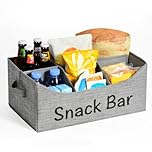Lorbro Snack basket Organizer and Storage for Countertop, Fabric 6 Compartment Snack Box Bin with Handle，Foldable Pantry Storage for Kitchen Cabinet，Packets, Pouches, Spice Packets, Drinks, Tea Bags