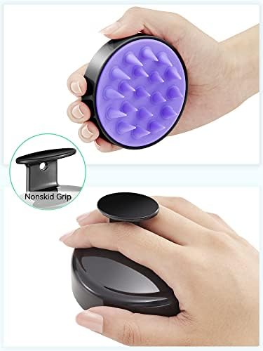 HEETA Scalp Massager for Hair Growth, Head Massager Scalp Scrubber Hair Shampoo Brush Exfoliator with Soft Silicone Bristles Dandruff Removal for Woman Man Dry Wet Use, Black