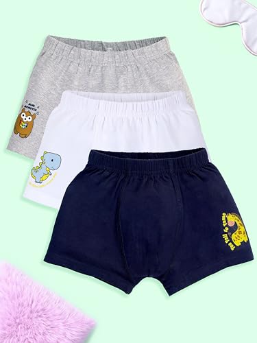 Image of KiddoPanti Boys Boxer Shorts Pack of 3 | Soft Cotton-Lycra Blend | Comfortable Fit with Bio Wash for All-Day Comfort | Kids Briefs