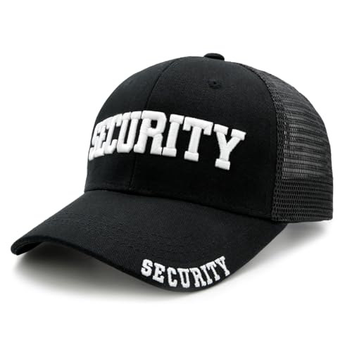 Waldeal Security Trucker Hat for Men Women Embroidered Adjustable Snapback Mesh Baseball Cap for Security Guard White