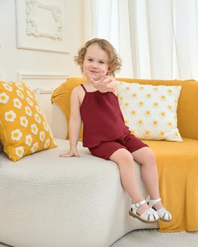 Image of Weebaby Toddler Girl Clothes Baby Summer Outfits Sleeveless Halter Top Ruffle Short Set Cute Kids Clothes Girls