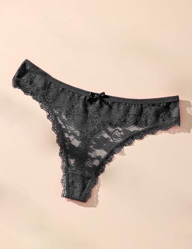 Image of Murimia Sexy Seamless Thongs for Women Lace Underwear Breathable Low Rise T-Back Panties
