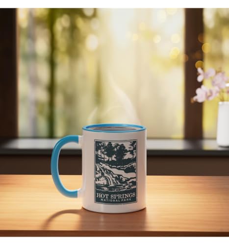 Taza de cerámica Hot Springs National Park azul/blanca miniatura 3
