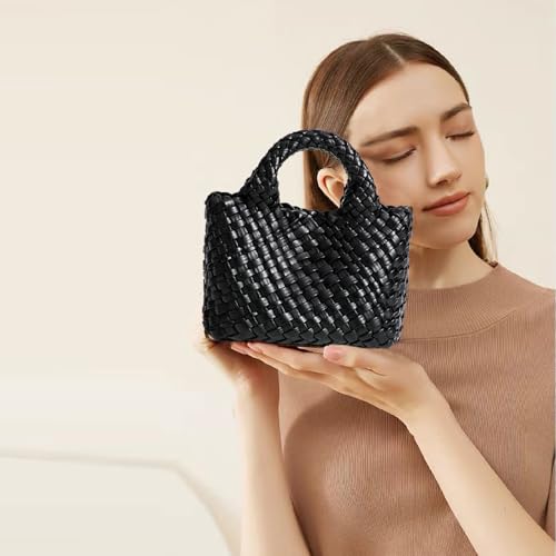 Image of Woven Tote Bag for Women with Coin Purse, Foldable Chain Small Crossbody Handbags, Fashion Shoulder Bag, Hobo Satchel