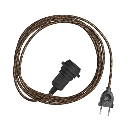 Lámpara plug-in con cable textil con patrón de zigzag de 5 metros RZ24