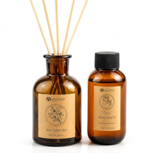 Ecodrop Orange & Bergamot Reed Diffuser Set 100ml Home Fragrance & Decor