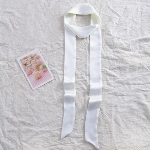 Stylish Solid Color Ribbon Scarf Soft Long Skinny Satin Belt Neck Scarf for Women3