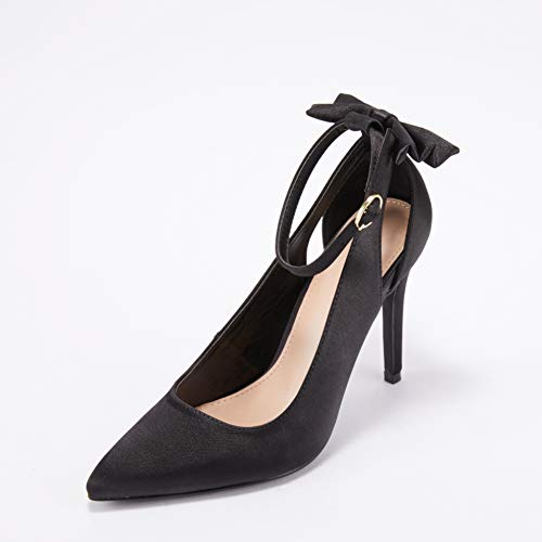 Image of Fashare Womens High Heels Bow Tie Back Sexy Stiletto Ankle Strap Wedding Dress Pumps Shoes