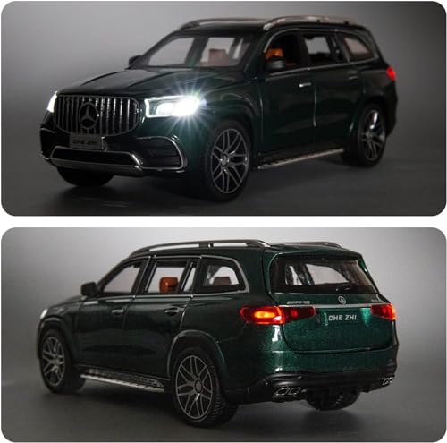 Image of 1 /24 Mercedes Benz GLS63 AMG Model Car,Zinc Alloy Diecast Toy Car Pull Back with Light and Sound Toy Vehicle Door Can Be Opened (Green)