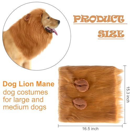 Dog-Lion-Mane-Costume-with-EarsHalloween-Lion-Mane-Wig-Costume-for-Medium-to-Large-Sized-DogCatAdjustable-Washable-Comfortable-Fancy-Lion-Mane-Dog-Costume-DressBrown