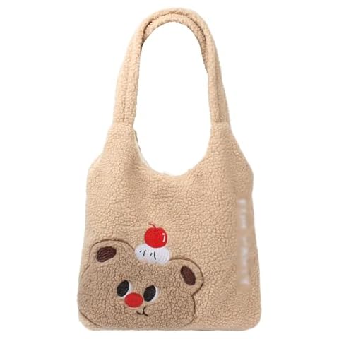 MEGAUK Cute Bear Fluffy Tote Bag Cover