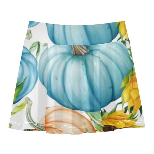 Joisal Tennis Skirts Kids Watercolor Pumpkinb Sunflowers Girls' Shorts Athletic Skorts Cute Comfy Little Girl 4t