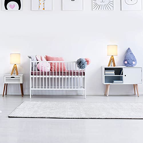 Small Table Lamp Set Of 2, Cute Desk Lamp Nightstand Lamp With White Fabric Shade Tripod Base For Kids Room, Office, Study Room, Bedroom, Dorm Room #TOP7