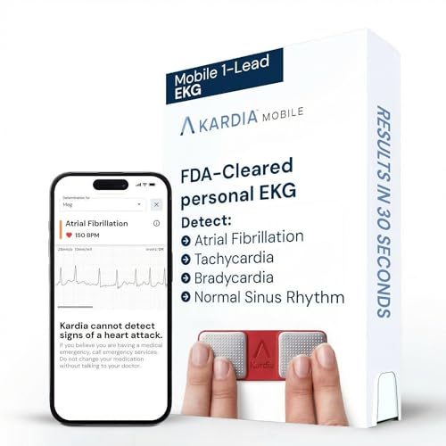 KardiaMobile 1-Lead EKG Monitor, Medical-Grade FDA-Cleared Personal Heart Monitor, Detects Normal, AFib & Arrhythmias, Unlimited Recordings, 30 Second Results, Works with most Smartphones, Pocket-size