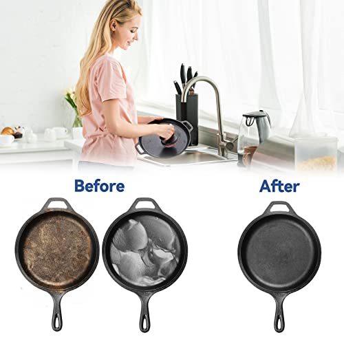 Image of Skyflame Stainless Steel Chainmail Cleaner with Handle | Chain Structure, Cast Iron Cookware, Pans, Skillets and Grills Cleaning Accessory