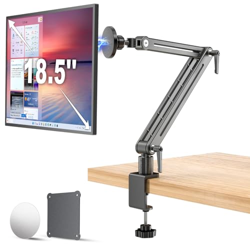 Jakeko Magnetic Portable Monitor Holder Arm - Heavy Duty Solid Aluminum 75mm VESA Mount Desk Clamp 8.3 12.9 15.6 16 17.3 18.5 inch 360 Swivel Base with Cable Clips