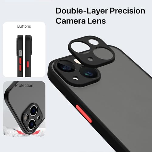 Image of Vaku Luxos Thermoplastic Polyurethane Artic Armor Back Cover For iPhone 15 Plus Slim Protective Lens Camera Shockproof Case Scratch Resistant Slim Thin Military-Grade Protection-Black
