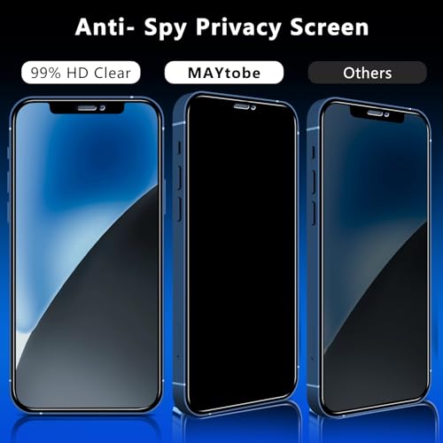 Image of MAYtobe [2+2 Pack Designed for iPhone 12 Privacy Screen Protector, Privacy Tempered Film with Camera Lens Protector for iPhone 12, No Bubbles, Anti Scratch, Easy to Install
