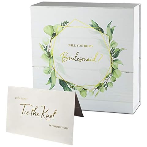 CV CHARVORIA Bridesmaid Proposal Box Set - Boho Green Leaf Cover