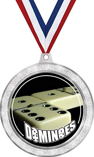 Medallas Dominoes Medal 2.5 pulg con brillo plata