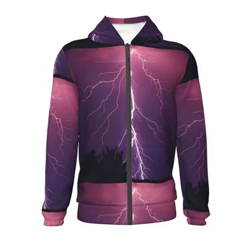 Thunderstorm Violet Purple Kids Pullover Hoodies Boys Zip Up Sweatshirts Girls Athletic Clothes with Pocket2
