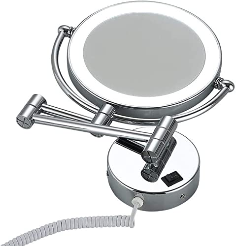 Miroir de maquillage mural LED 8 pouces avec grossissement 3X et bras pliable