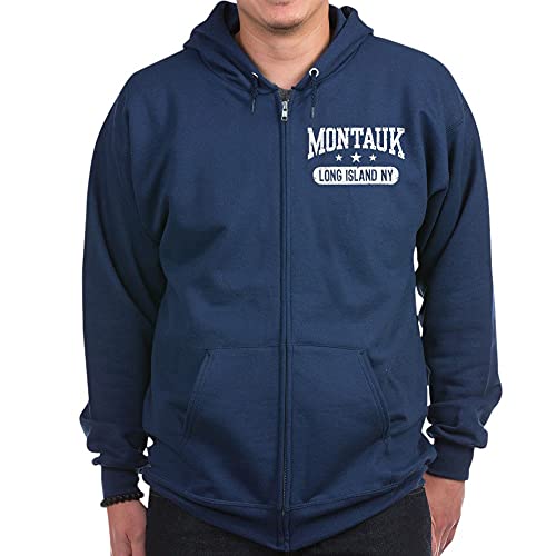 CafePress Montauk Long Island NY Zip Hoodie (Dark) Zip Hoodie, Classic Hooded Sweatshirt with Metal Zipper Navy