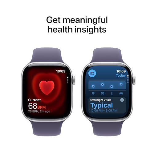Image of Apple Watch Series 11 [GPS + Cellular 46mm] Smartwatch with Silver Aluminium Case with Purple Fog Sport Band - M /L. Sleep Score, Fitness Tracker, Health Monitoring with AppleCare+ (2 Years)