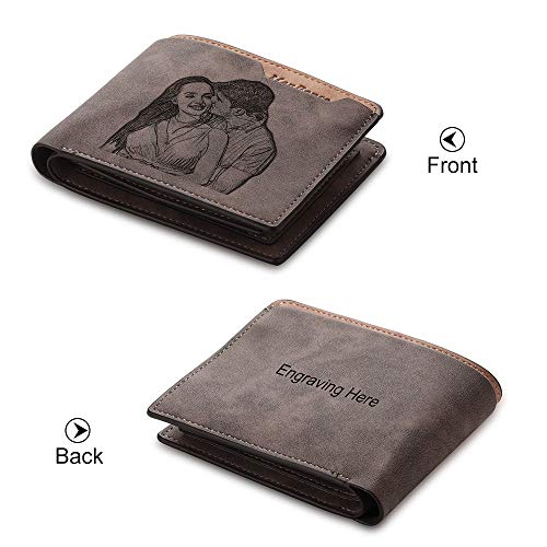 LanM Gifts for Dad Mens Wallets Personalized Photo Wallets for Father Engraved Customized Picture Wallet Father's Day Gifts for Grandfather Husband3