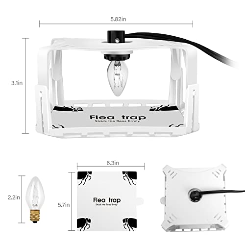 Electric Flea Traps For Inside Your Home (2 Packs), Retractable Flea Light Trap W/Sticky Flea Trap Refill & Replacement Bulbs, Ultimate Flea Fighting Solution. #TOP6