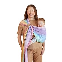 حاملة لف الأطفال LILLEbaby Ring Sling للرضع والأطفال الصغار من 8 إلى 30 رطلاً، مصنوعة لملابس الأطفال متعددة الاستخدامات، غلاف دعم للأمهات، قوس قزح قابل للتعديل وقوي وخفيف الوزن ومريح